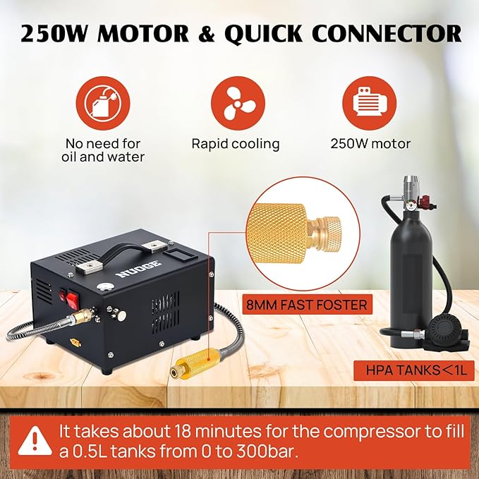 Pcp Air Compressor 4500Psi 30Mpa Powered by Car 12V Dc or Home 110V Ac W/Converter Paintball/Scuba Tank Compressor Pump