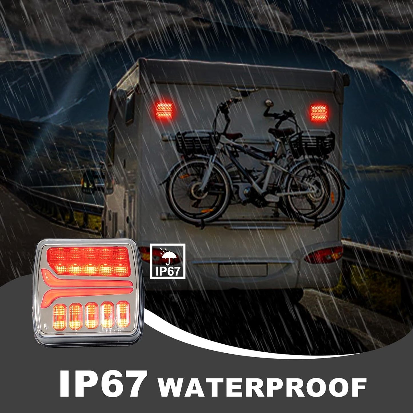 Agrieyes Wireless Trailer Lights, Magnetic LED Trailer Light Rechargeable, Portable Tow Lights Kit for Trucks, Wrenker, Boat, RV, Caravan, DOT Compliant