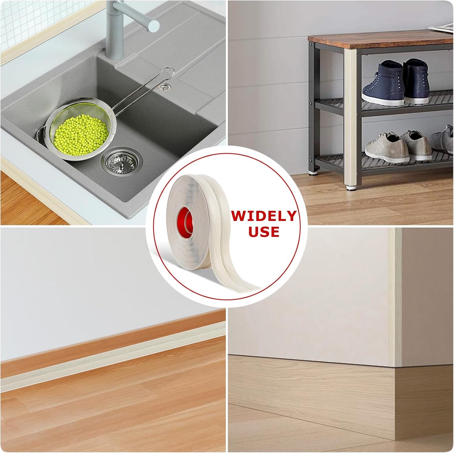 Flexible Wall Corner Protector Moulding Trim Peel and Stick Wall Corner Guards Edge Protector Self Adhesive Molding Trim Strip for Edge Ceiling (Beige Wood Grain, 2.4 in x 10 Ft)