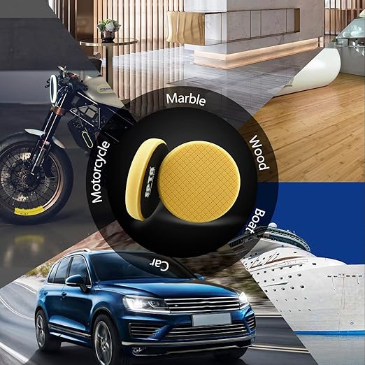 Yellow T80 High-Cut Foam Polishing Pad, 3Pcs 5.5 Inch Buffing Polishing Pads for 125mm Backing Plate Buffing Sponge for Car Buffer Polisher Compounding, Polishing and Waxing -FPTSS5Y-3