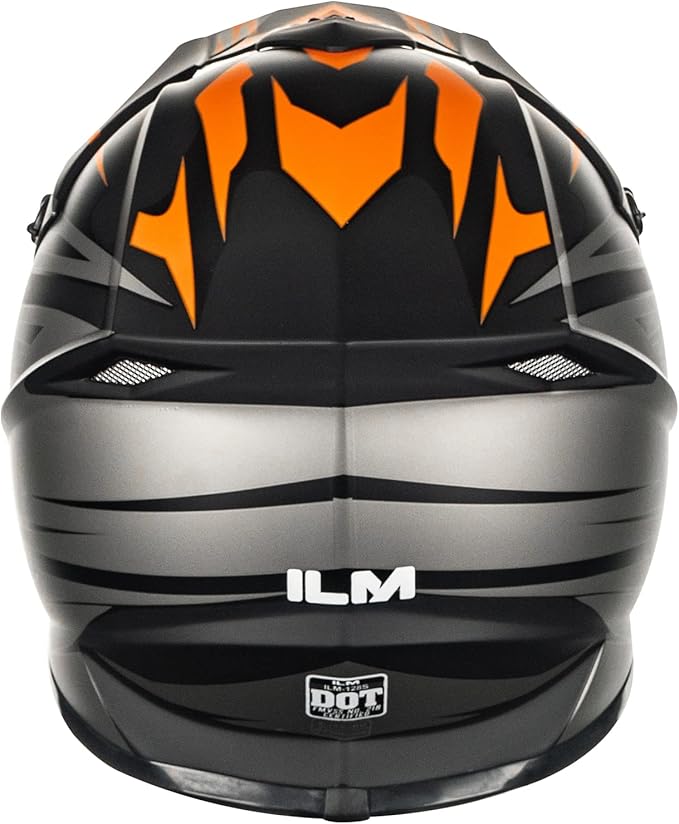 ILM Adult Dirt Bike Helmets Motocross ATV Dirtbike BMX MX Offroad Full Face Motorcycle Helmet, DOT Approved Model 128S (Orange Gray, Adult-XLarge)