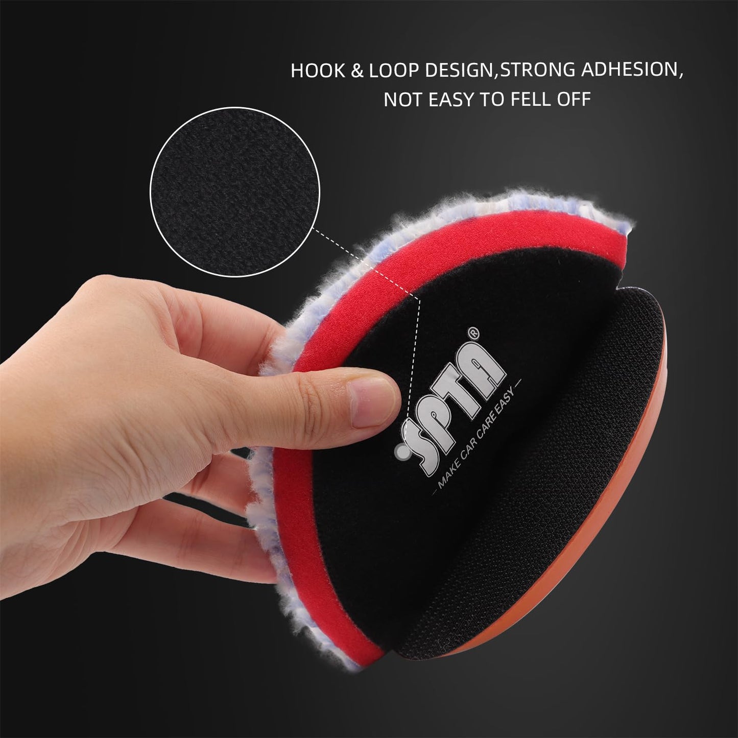 SPTA Wool Polishing Pad, 2Pcs 6''(150mm) Coarse Wool Cutting Pad, Coarse Pad BlueWool Buffing Pads Set with Hook and Loop for Heavy Cut for Car Polisher, Buffing and Polishing