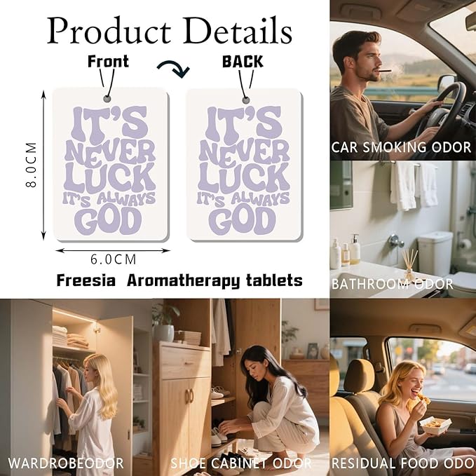 Christian Scripture Car Air Freshener 4Pcs, Inspirational Bible Quotes Hanging Scents,purple Bible Quote Gift Air Freshener Hanging in Car Wardrobe Drawer or Book.
