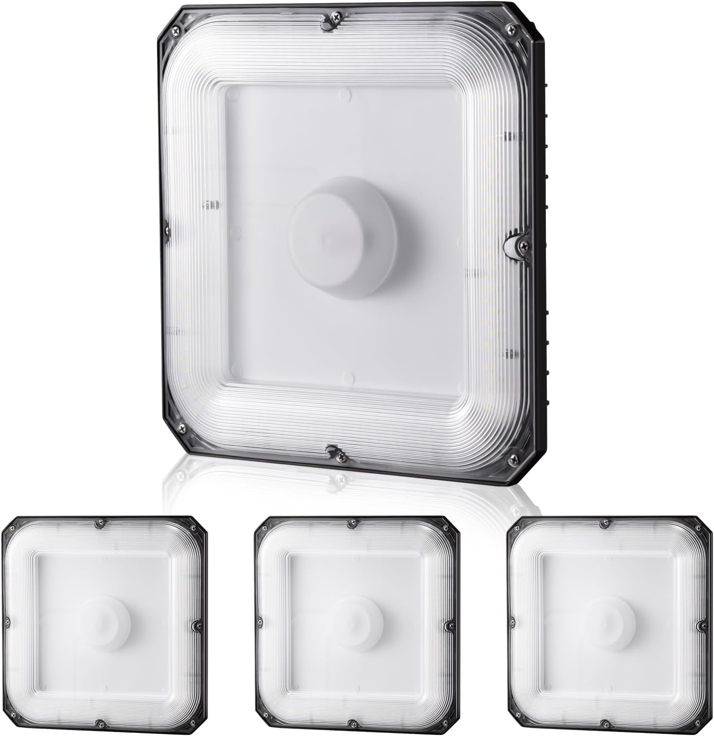 VEVOR 4 Pack LED Canopy Lights, 80W, 8800LM 5000K Daylight Commercial Industrial Outdoor Canopy Lights, 10.08"x10.08" Surface Mount Ceiling Lighting for Gas Station Warehouse Garage Street Shop, IP65