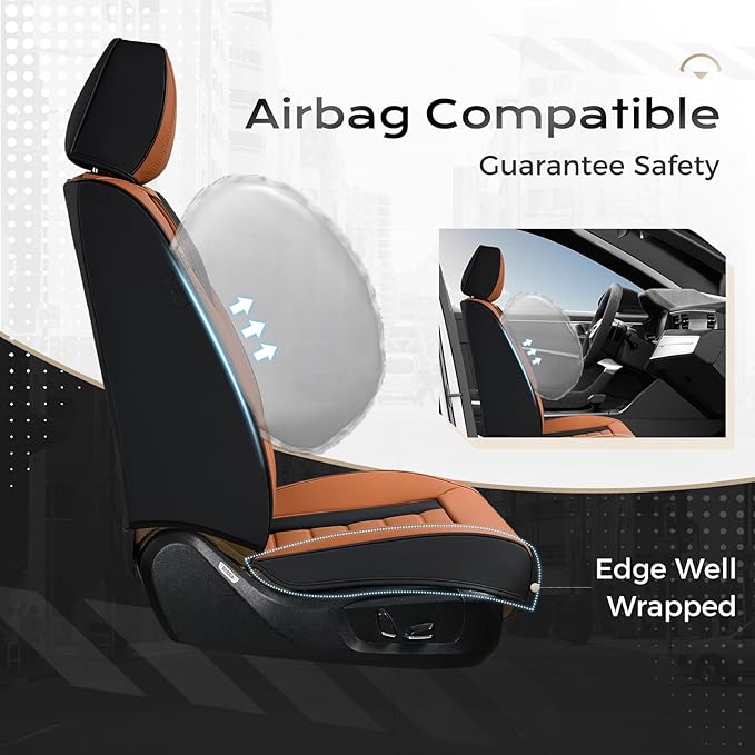 Coverado Car Seat Covers Full Set, Seat Covers for Cars, Front Seat Covers and Back Seat Cover Waterproof Leather Automotive Seat Cover, Universal Car Interior Protectors Cushion for Most Cars
