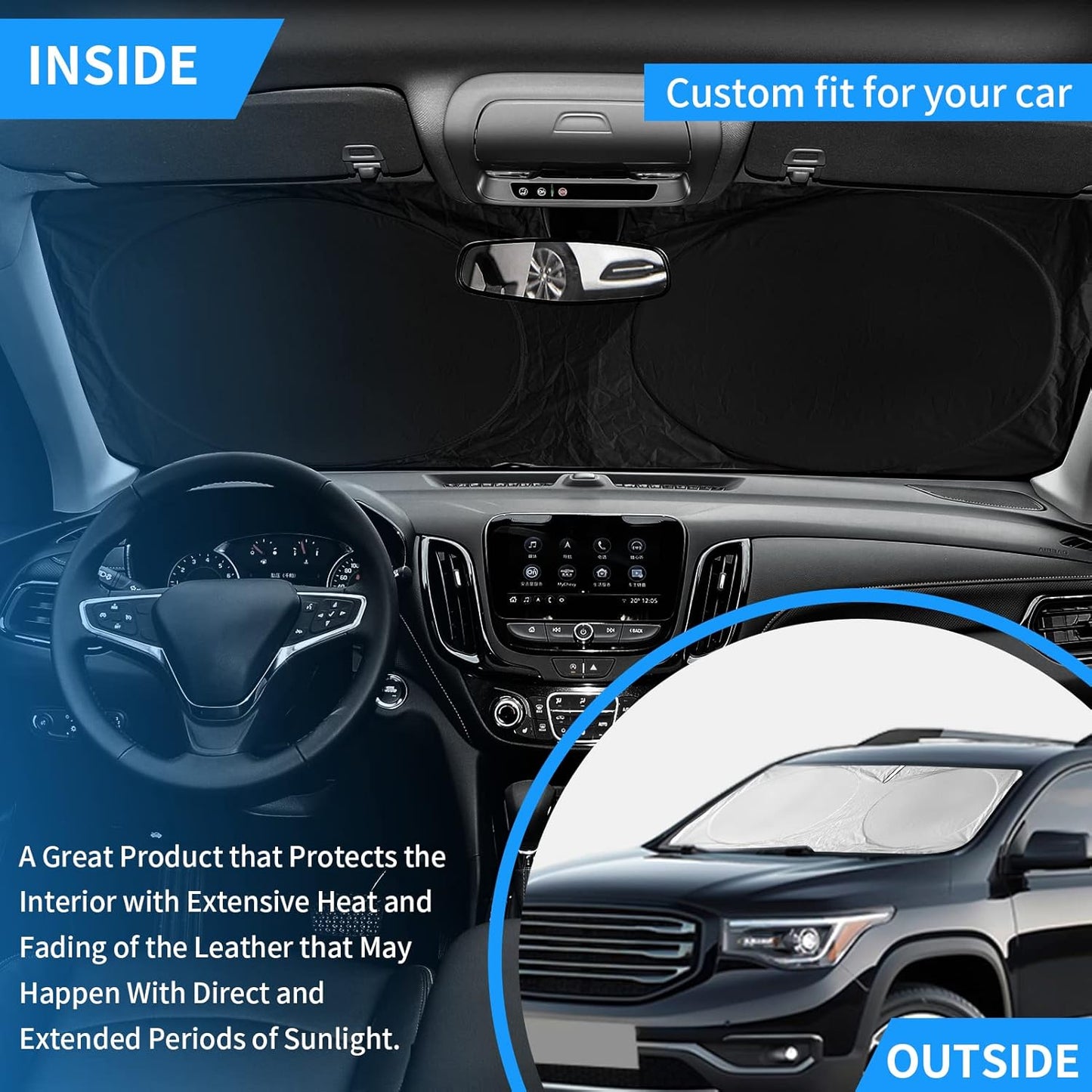 INSAUTO for Toyota Tundra Car Sun Shade Windshield for Tundra 2006 2005 2004 Window Sunshade Fit Toyota Matrix 2003-2013 Foldable Sun Visor Protector 210T Shades Block UV Ray Pickup Truck Accessories
