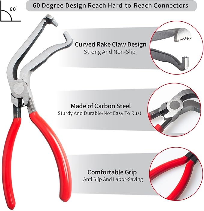 4 Pieces Electrical Disconnect Pliers for Cars, Electrical Connector Separator Tool and Automotive Electrical Connector Disconnect Pliers,Fuel Line Petrol Clip (Red 4 Pcs)