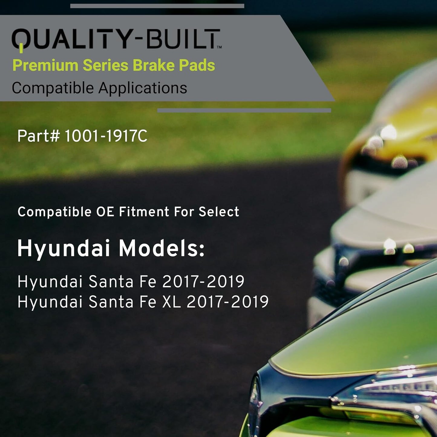 Premium Ceramic Front Brake Pads (1001-1917C) Compatible with Hyundai Santa Fe 2017-2019, Hyundai Santa Fe XL 2017-2019