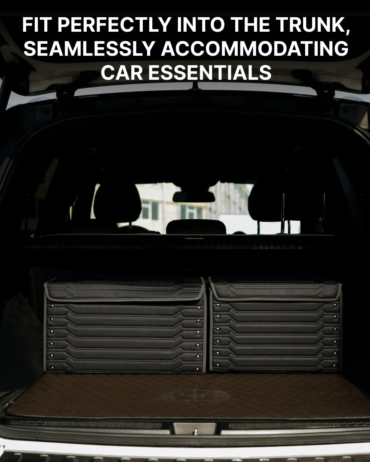 Car Trunk Organizer For Shoes - Storage Crate For SUV, Sedan Or Truck - Foldable Cargo Bin For Travel Gear & Sports Kits - Practical Holiday Gifts For Drivers (Highway 21.6 inch)