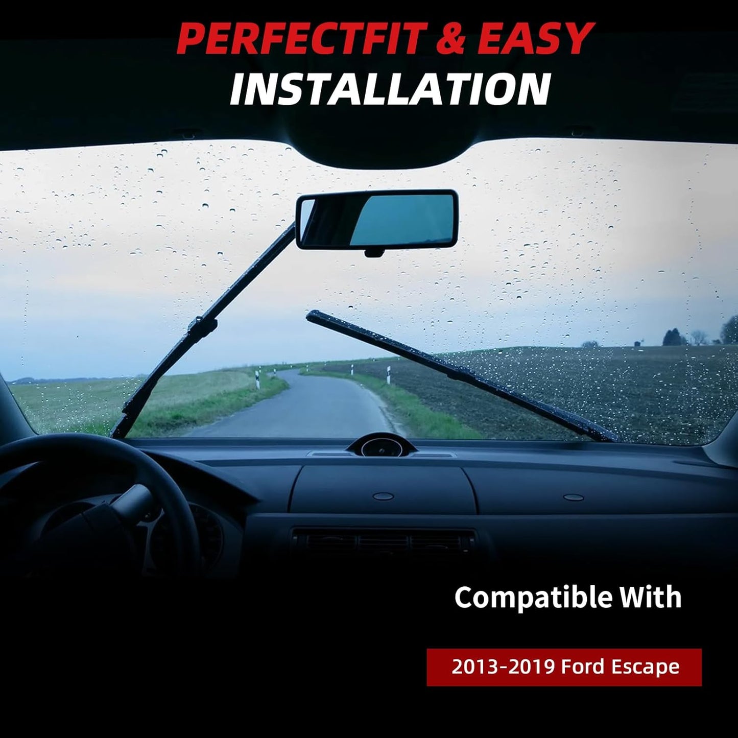 OTUAYAUTO Premium Windshield Wiper Blades - Replacement for Ford Escape 2013-2019 - Precision Fit, All-Weather Performance, Front and Rear Wiper Blades, Pinch Tab - 28"+28"+11" (Pack of 3)