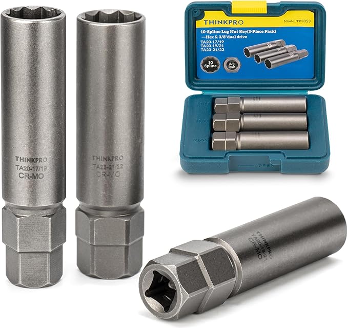 10 Spline Lug Nut Socket,Compatible with Bimecc 10 Point Socket.Dual Drive 10 Spline Lug Nut Key,Replacement for Ta20 17/19,TA20-19/21 TA23-21/22 Wheel Lock Nuts