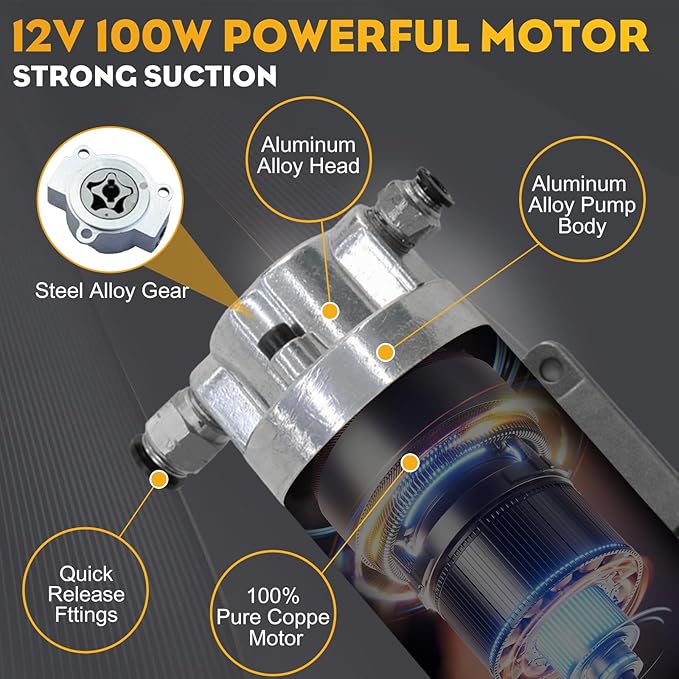 Engine Oil Pump, 12V 100W Electric Oil Extractor Pump Kit, Portable Gear Oil Pump with Pipes, Fluid Suction Transfer Pump for Boats, Cars, RVs, Trucks, Motorcycles, Lawnmowers