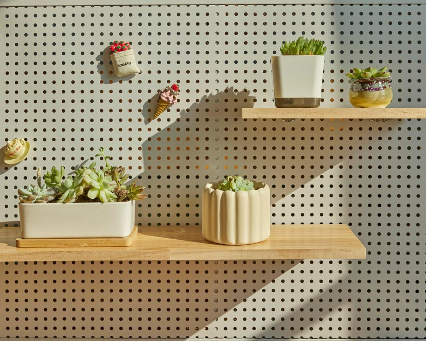 Shelves for PegBoard, Pine Wooden Pegboard Shelf Wall Organizer, Wooden Board for Walls Home, Garage Tool Storage, Office Organization, Kitchen, Craft Room,2 Pack