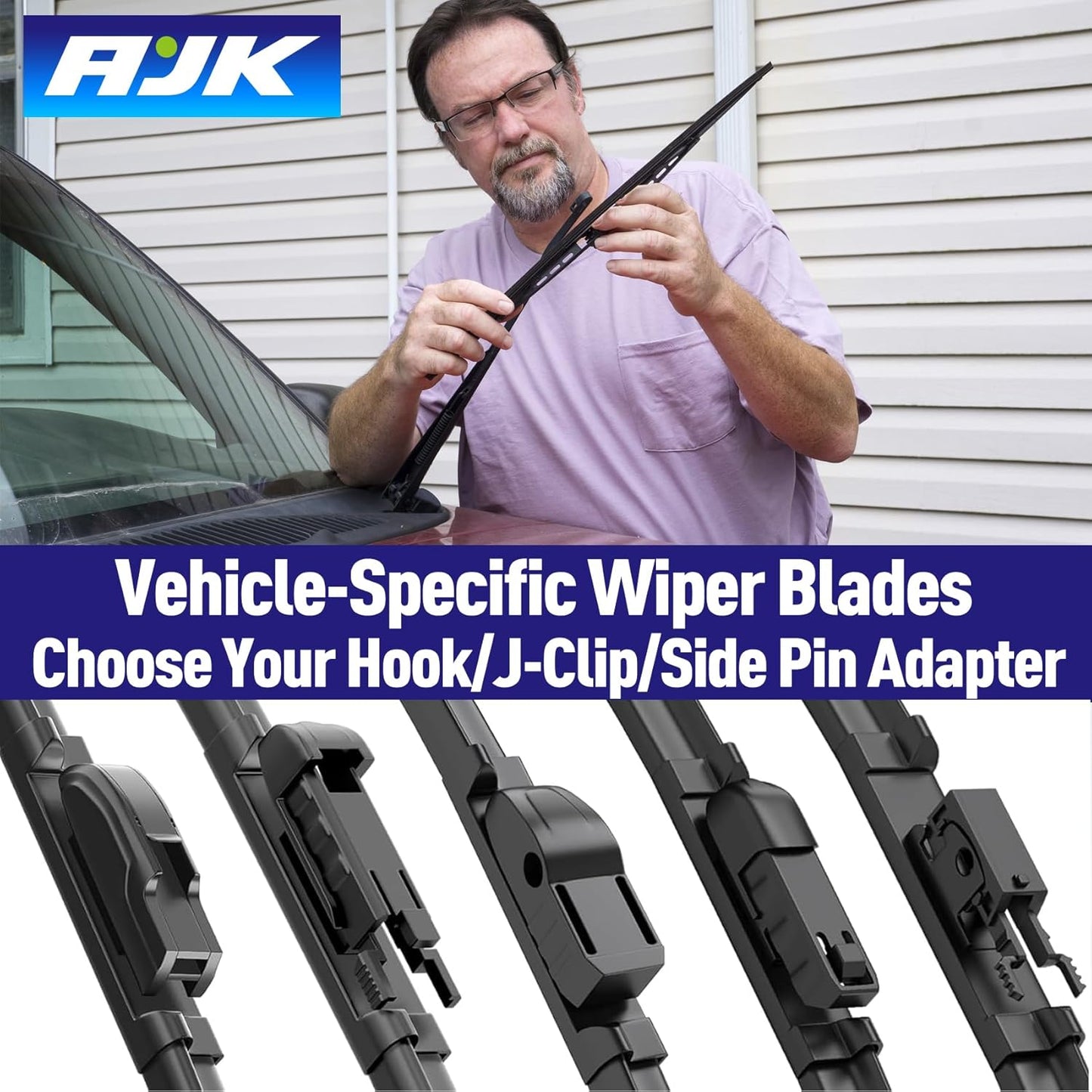 AJK Wiper Blades for Hyundai Elantra GT 2018 2019 2020, 2 Piece All Weather OEM Quality Automotive Replacement Windshield Wiper Blades for My Car
