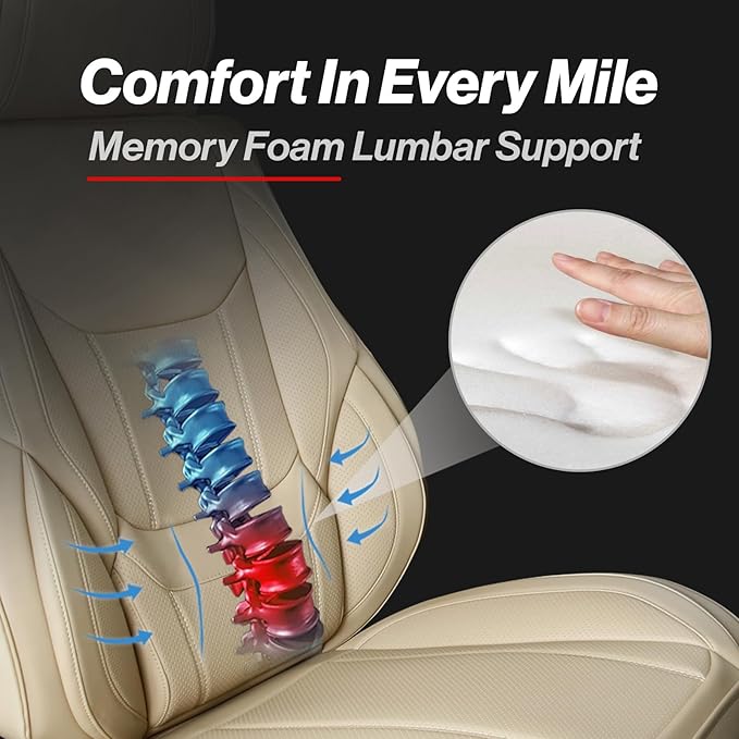Coverland Custom Fit Car Seat Covers for Truck Compatible with [1960-1987 Chevy C10, C20 Bench Front Seat] Premium Waterproof Non-Slip Interior Seat Protector [Front Beige - Size Chart A59]