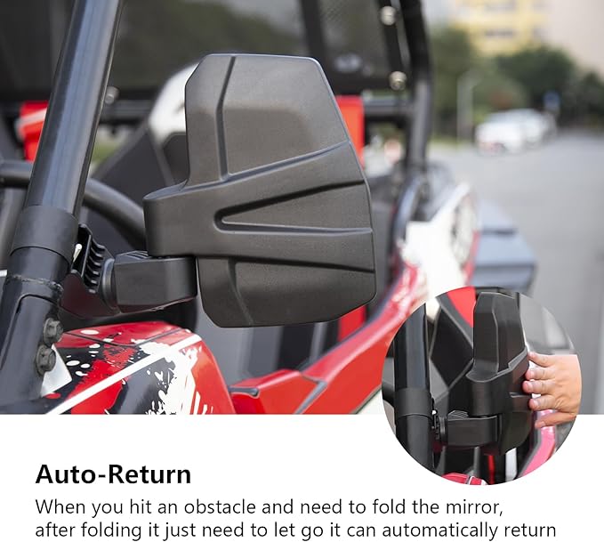 UTV Mirror+Side Mirrors Set for 1.5-2.0 Inch Roll Cage, Compatible with Polaris RZR、Can am Maverick、Honda Pioneer Talon SXS、Kawasaki Mule KRX、Yamaha Wolverine YXZ、RTV、JD Gator、CF Zforce