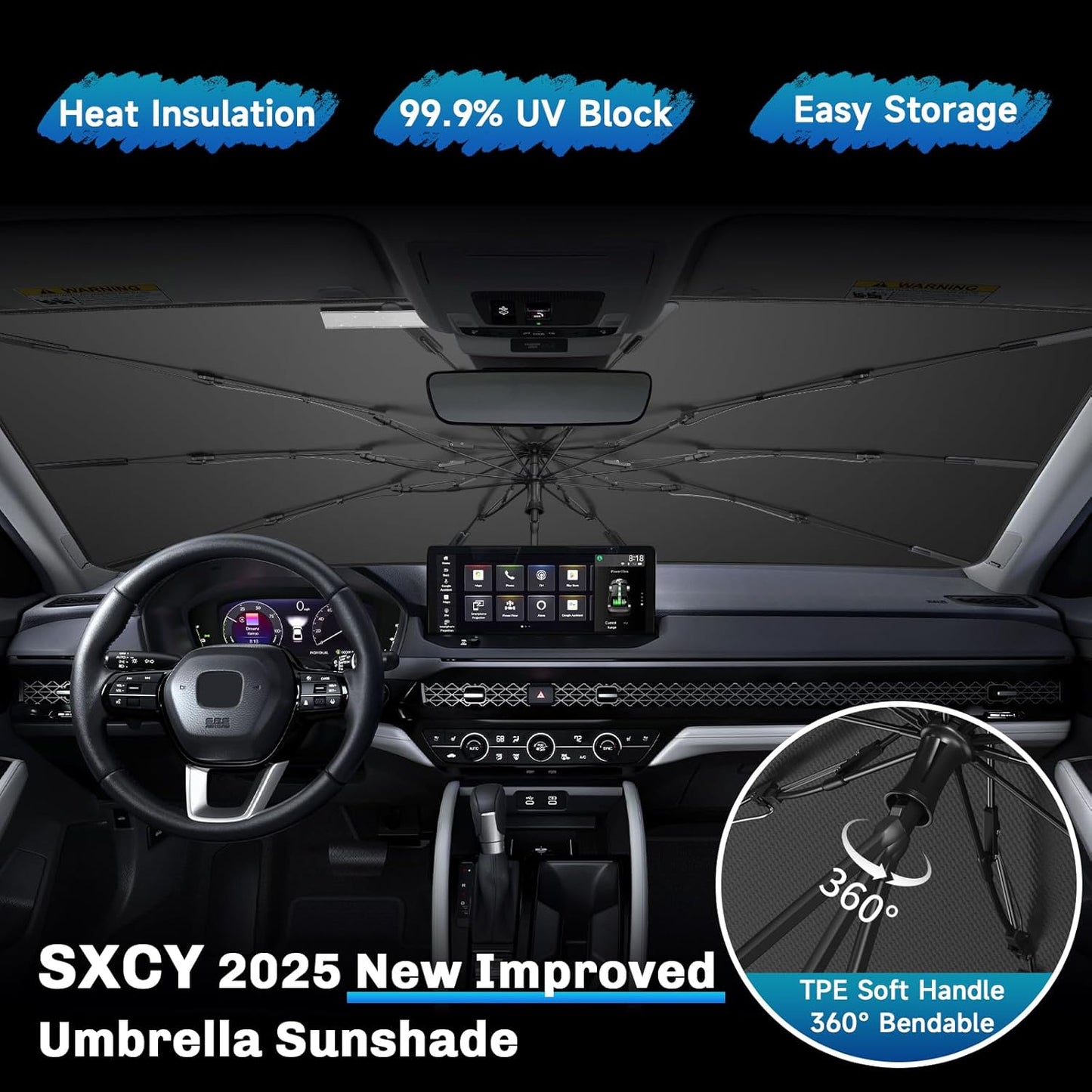 SXCY for 2020-2024 2025 Land Rover Defender Windshield Umbrella Sunshade [Easier Foldable] for 2025 Defender Accessories 2024 2025 Defender Sunshade Umbrella 2025 Defender Windshield Umbrella Shade