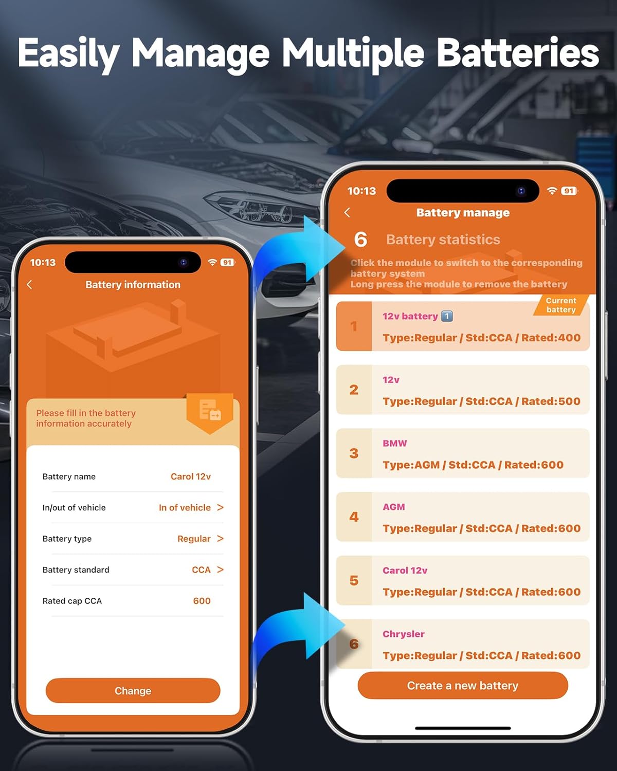 FOXWELL BT60 Car Battery Tester, 12V Bluetooth Battery Load Analyzer via App, 100-2000CCA Automotive Alternator Tester, Cranking Charging System Checker for Car Marine RV Motorcycle Truck ATV