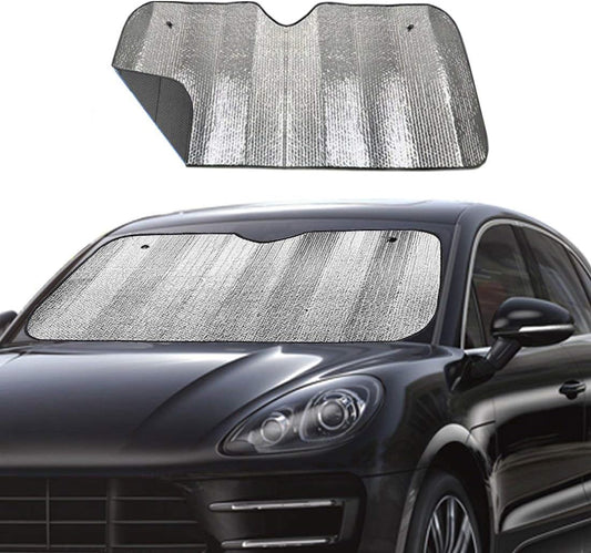 Big Ant Windshield Sun Shade UV Rays Sun Visor Shade,Auto Front Windshield Sunshade Car Folded Sun Shield Shade,Keeps Vehicle Cool - Black (55" x 27.5")