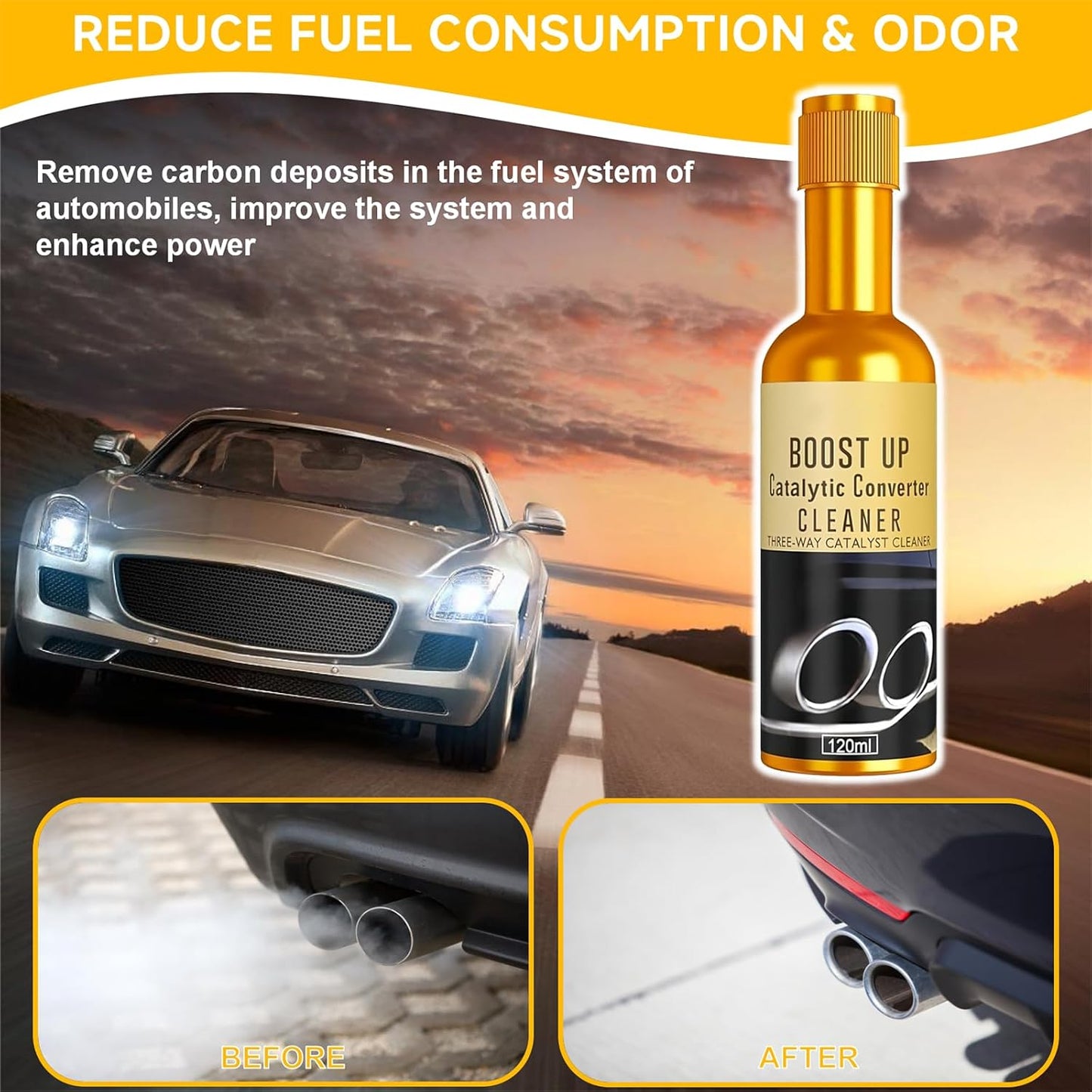 Catalytic Converter Cleaner,120 ml Auto Parts Engine Cleaner, Exhaust System Pipe Carbon Removal Treatment Additive Oil, Fuel System Treatment Oil Additive for Gas and Diesel Car (120ml-2PC)