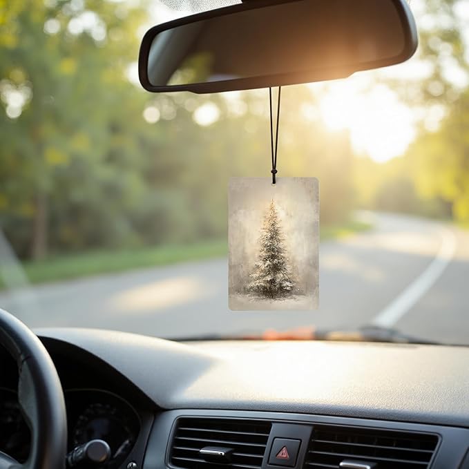 Christmas Car Air Freshener 3Pcs, Vintage Winter Xmas Tree Gift Box Stocking Santa Hanging Air Freshener for Cars Closet Drawer Books, Christmas Car Accessories for Women Men