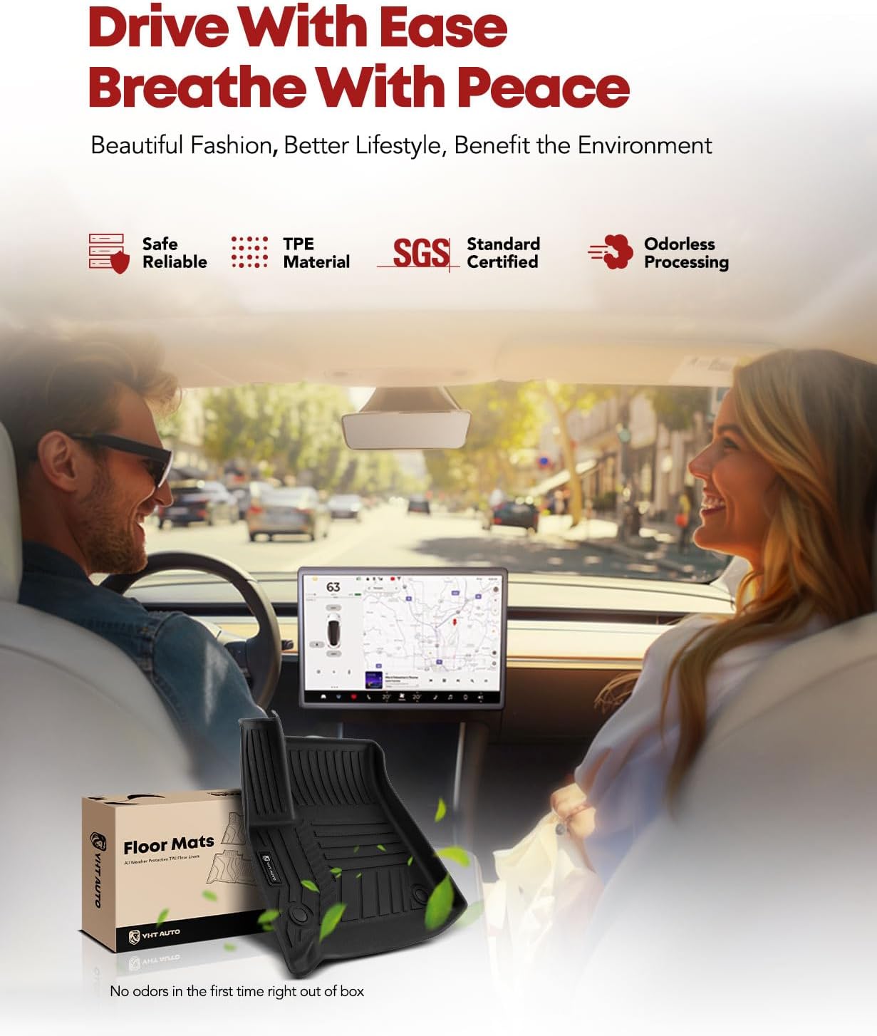 YHTAUTO Floor Mats Compatible with 2018-2024 Chevrolet Traverse 7 Seats with 2nd Row Bucket Seats, TPE All Weather Car Mats Waterproof Anti-Slip Odorless Floor Liner 1st & 2nd & 3rd Row