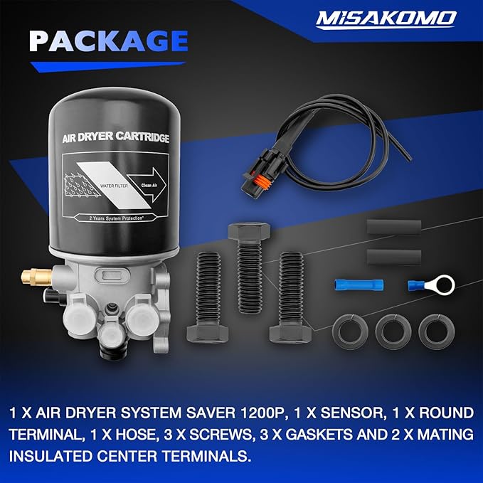 R955079 R955300 12-Volts Air Dryer Assembly Compatible with Meritor Wabco System Saver 1200P (SS1200P) Series Volvo Kenworth Peterbilt International Western Star Trucks Replace# R955315 R955082