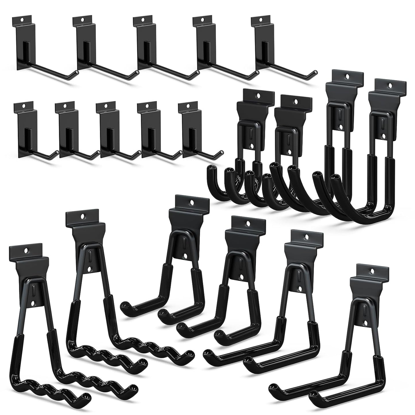3-H Slatwall Accessories 20 Pack,Single and Double Slatwall Hooks & Hangers,Slat Wall Hanging Hooks Heavy Duty,Used as Proslat Accessories for Shop Retail Display with Garage Storage Wall Panel