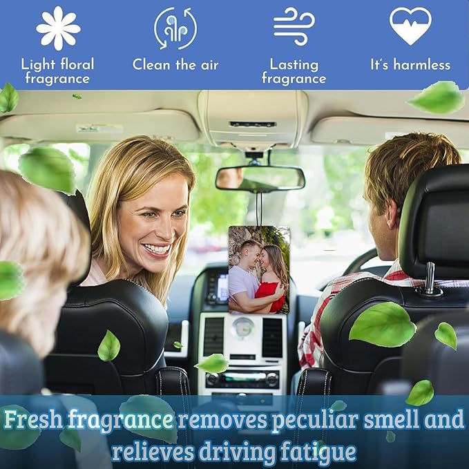 Custom Air Fresheners with Picture,Double-sided Custom Photo Air Freshener,Personalized Car Mirror Decor Hanging,Car Hanging Ornament (Round)