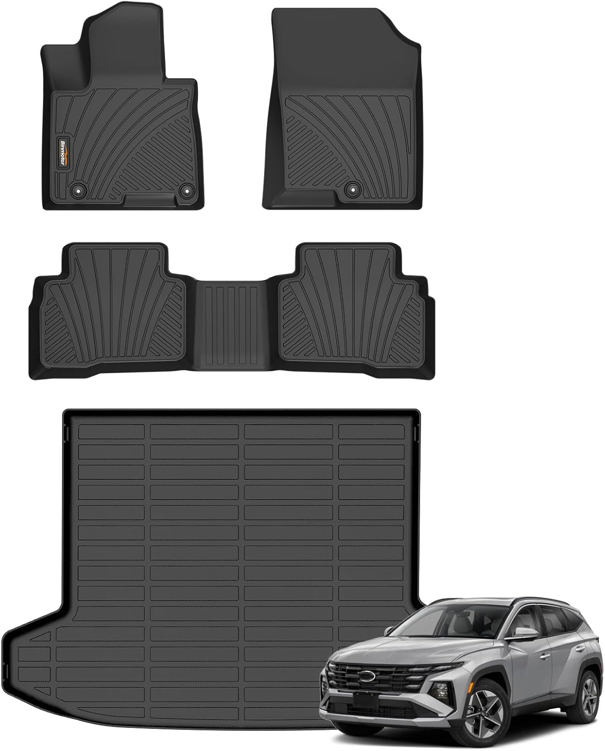 Binmotor-Floor Mats with Cargo Liner for Hyundai Tucson 2022-2025(Only for Hybrid Models), Tucson All Weather Car Floor Mats, Cargo Mat Rubber Liners Accessories for Hyundai Tucson Hybrid Models