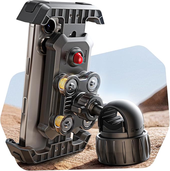 LISEN Bike Phone Holder, [Anti-Vibration] Motorcycle Phone Mount, Bicycle Phone Holder, Handlebar Phone Mount, Scooter Ebike Accessories, Bicycle Accessories, for iPhone Samsung Google Pixel, Black