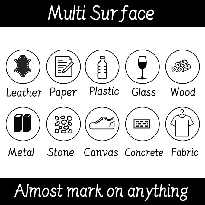 Lesun Overseas White Paint Pens, 12 Pack Waterproof Oil-Based Paint Pen Set, Quick Dry and Permanent, Markers for Rock, Stone, Ceramic, Wood, Fabric, Plastic, Canvas, Glass, Mugs, Tires