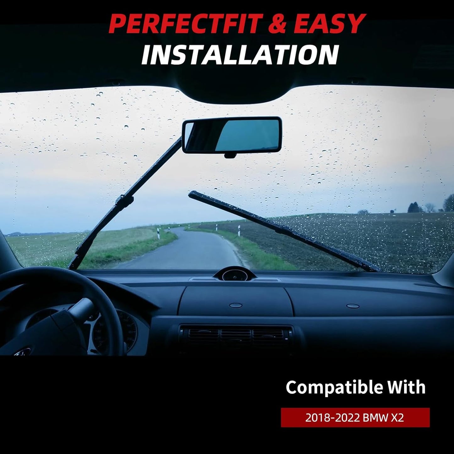 OTUAYAUTO Premium Windshield Wiper Blades - Replacement for BMW X2 2018-2022 - Precision Fit, All-Weather Performance, Front and Rear Wiper Blades, Pinch Tab - 24"+20"+13" (Pack of 3)