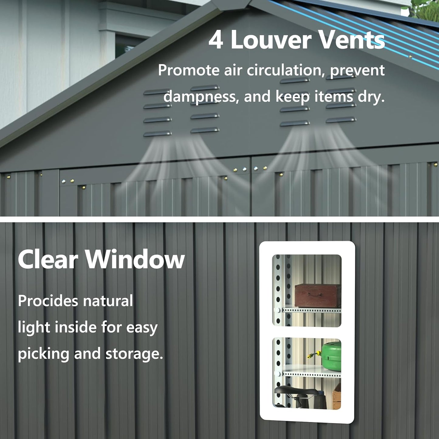 Outdoor Storage Shed, 6 X 6ft Metal Galvanized Steel Garden Shed with Floor Frame, Utility Tool Shed Storage House for Backyard, Patio, Lawn