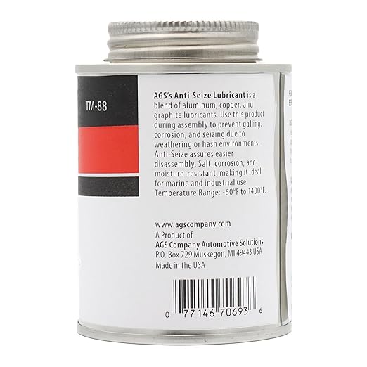 AGS Automotive Solutions Brush Top Can Thread-Magic Anti-Seize Lubricant for Bolts and Screws, 8 Ounces