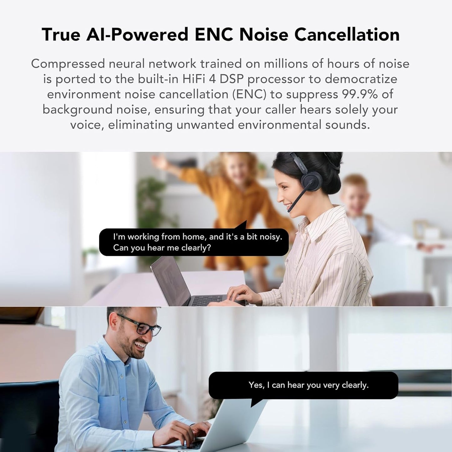 NUROUM Wireless Headset with Mic for Work, Bluetooth Headset with Noise Cancelling Microphone, Mute Button, USB for PC/Computer/Laptop for Zoom/Teams, Office/Call Center/Work from Home HP31DN