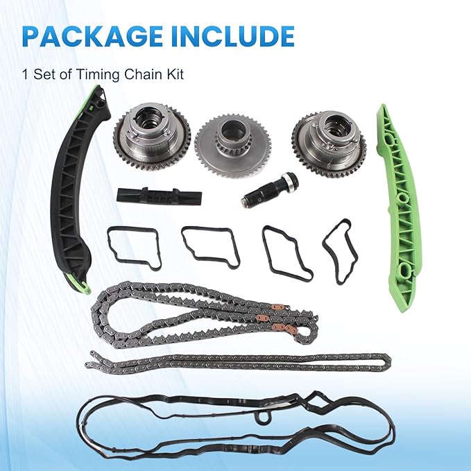 2710503347 M271 Engine Timing Chain Kit w/Camshaft Adjuster Compatible with Benz W203 W204 SLK250 E250 M271 C200 S212 C180 After-Market Parts 2710301163 2710503447