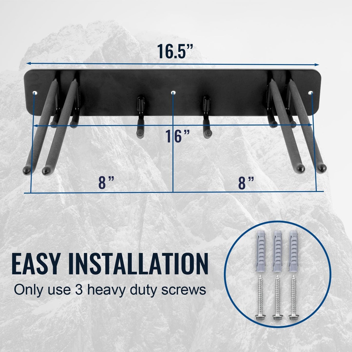 Wall Mount Ski Storage Rack,Garage Snowboard Storage Organizer 8 Pairs Metal Hooks Indoor Outdoor System Organization
