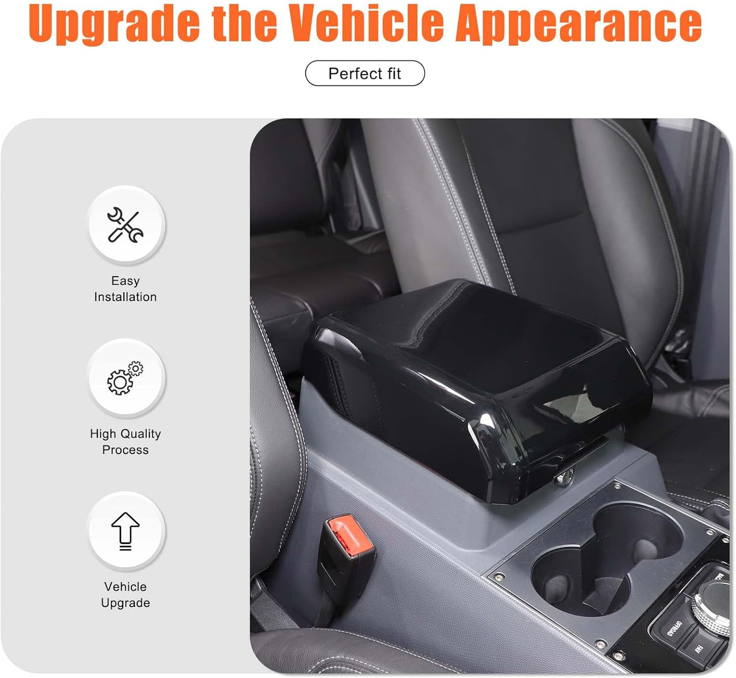 Armrest Box Cover Center Console Pad Compatible with INEOS Grenadier 2020-2025, Auto Armrest Cover, Fashionable and Beautiful, Waterproof Car Center Console Armrest Cover (Glossy Black)