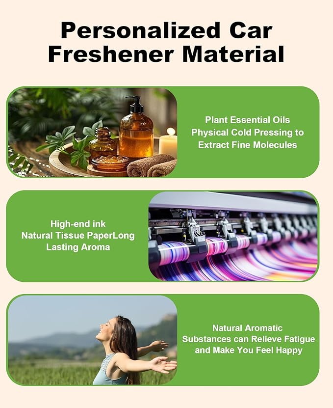Personalized Double-Sided Custom Car Air Freshener - 100% Natural Material - Various Fragrance Types - Long-lasting Scent - Ideal for Car, Home, and Gifting