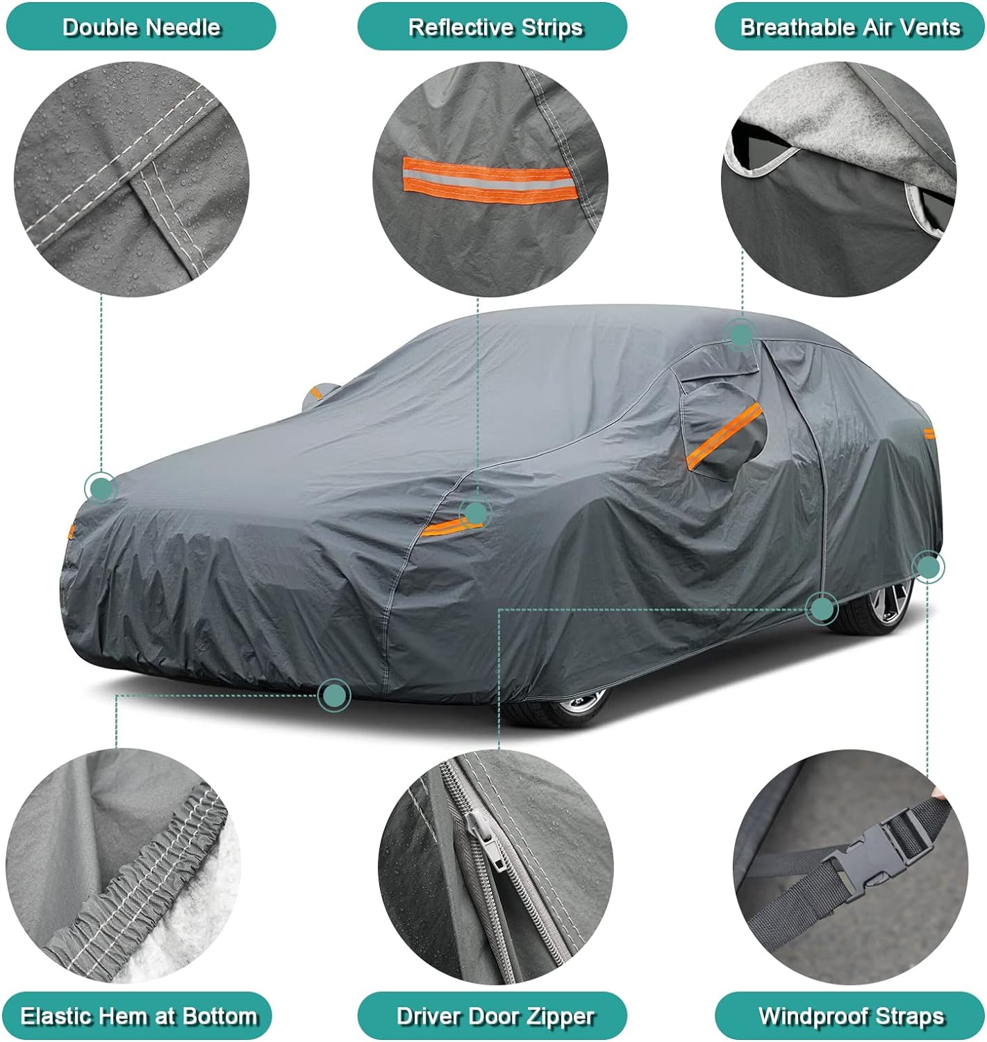 Premium Car Cover Custom Fit Toyota Sienna (1997-2025), 16 Layers Heavy Duty Car Cover Waterproof All Weather with Zipper Door for Sun Rain Snow Dust Uv Protection