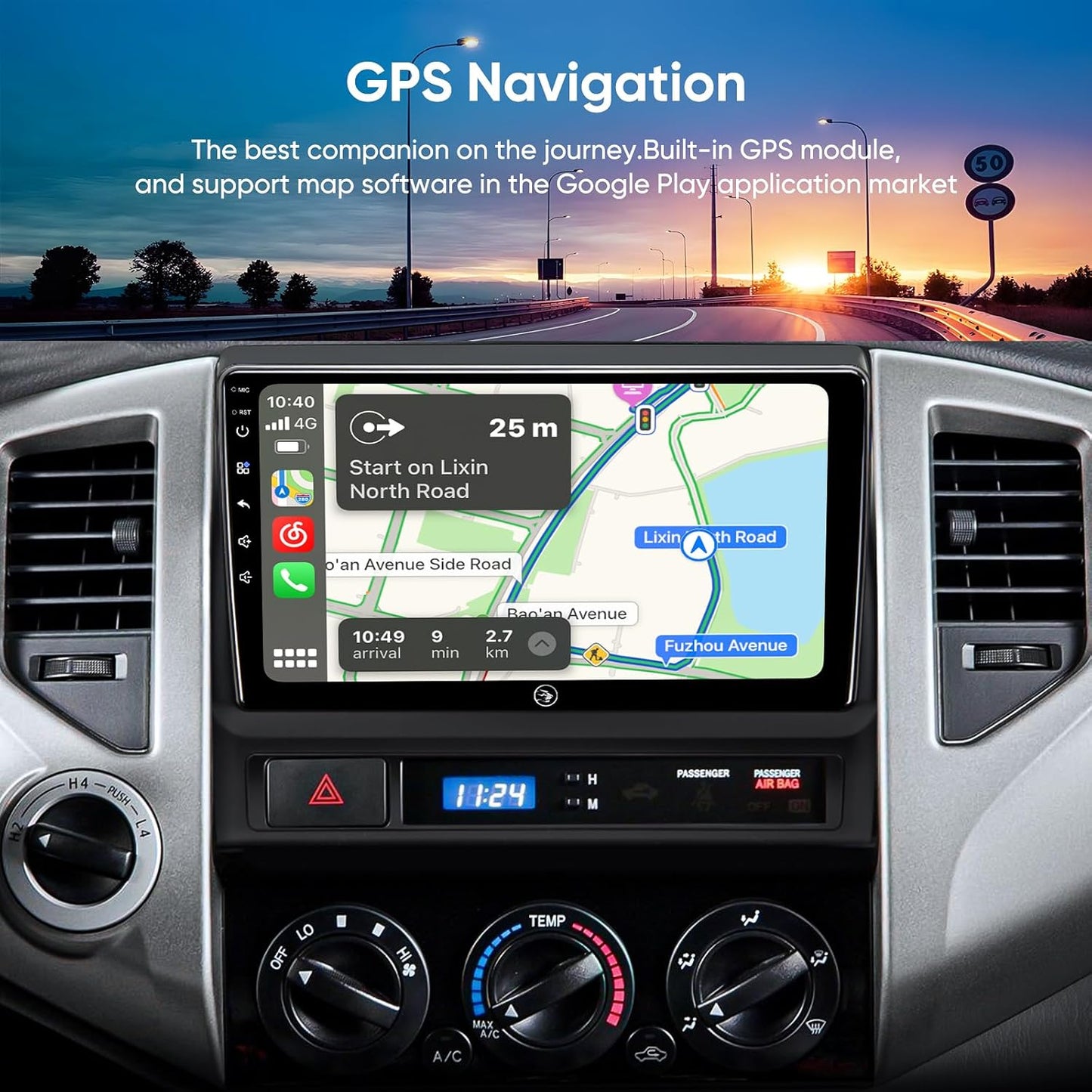 for Toyota Tacoma Radio Upgrade 2005-2015, QLED Touch Screen Car Stereo 9 inch Android 13 Head Unit Replacement with Wireless CarPlay Andriod Auto GPS Navigation 5G WiFi Build in 48EQ FM Radio(2+64G)