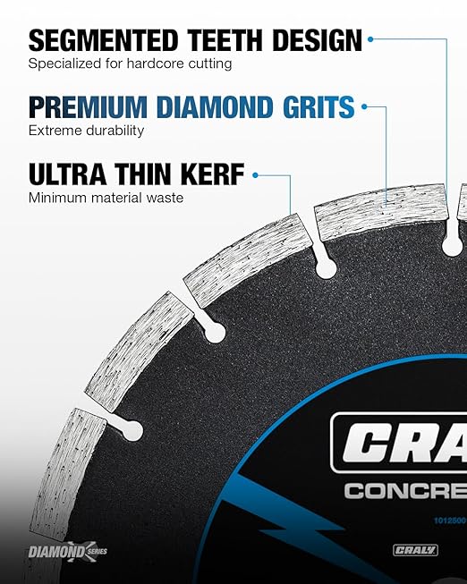 CRALY 10 Inch Segmented Diamond Blade, 7/8 in Arbor, 10'' General Purpose Diamond Stone Blade for Angle Grinder, Mitre Saw & Tile Saw, for Cutting Paver, Masonry, Concrete, Brick, Block, Marble
