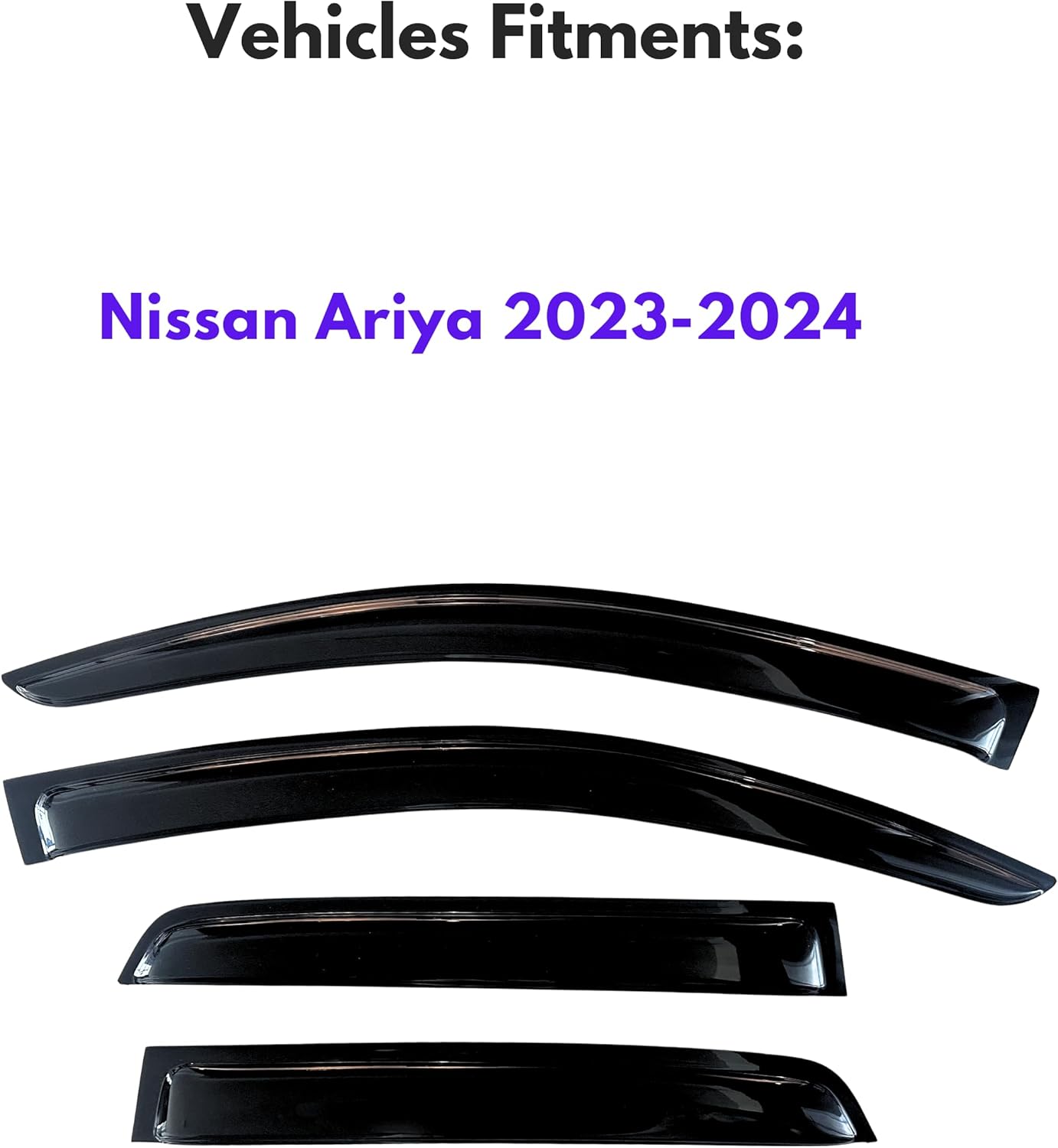 KPY Window Visors Compatible with Nissan Ariya 2023-2024, 4PC Rain Guard Side Vent Deflectors Tape-On Style, 2023 2024