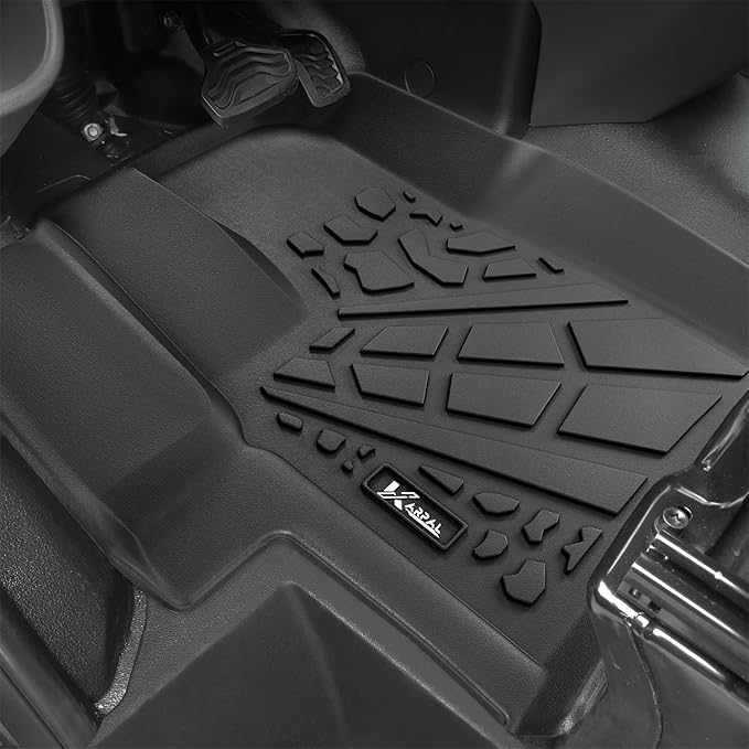 KARPAL Floor Mats Front Liner Fit for 2020-2025 2026 Ford Transit with Vinyl Flooring (No Transit Connect), Custom Fit TPE All Weather Ford Transit 150/250/350 1st Row Floor Liner