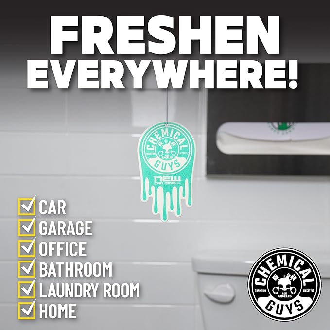 Chemical Guys Hanging Air Fresheners - New Car Scent for Cars, Trucks, SUVs, RVs, Home, Office, Work, Dorm Room, & More - 12 Pack - AIR41304