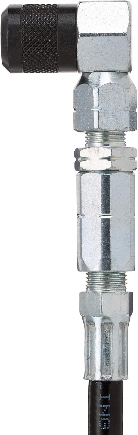 Slippery Pete 90 Degree Grease Gun Coupler - 18 Inch Flex Hose, Threaded Connection, Swivel Head, Grease Gun Fittings Compatible, 31mm Length Head for DIY Mechanics, Garage and Auto Mechanics