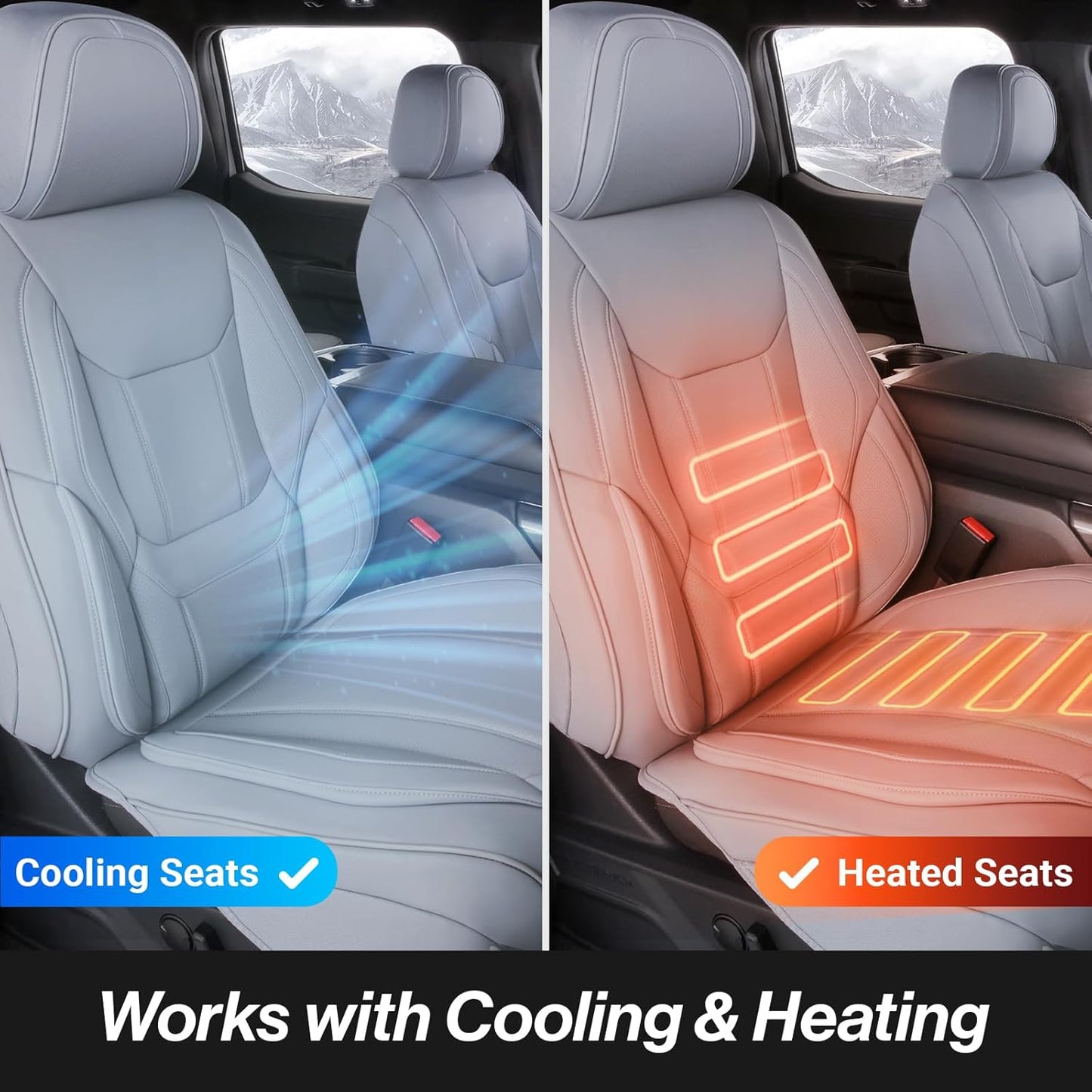 Coverland Custom Car Seat Covers Compatible with 2016-2025 Titan King Cab - Premium Leather Non-Slip Memory Foam Waterproof Cover Interior Protector Full Set-Gray [See Size Chart-Size X121]