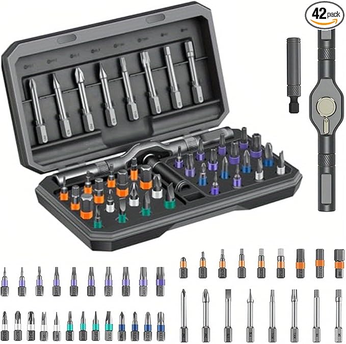 2025 Upgrade 42 in 1 Magnetic Screwdriver Set – Innovative Ratchet Design, Switchable Handle & S2 Steel Bits for Home Repairs, DIY Projects, and Electronic Fixes