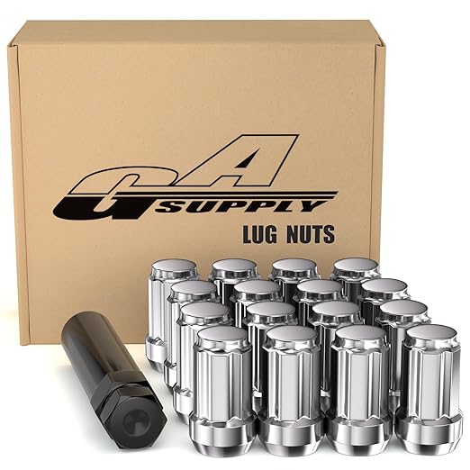 GAsupply 3/8"-24 ATV Lug Nuts Chrome, Closed End Acorn Spline Lug Nut Set 1.37" 35mm Tall Conical/Cone Seat, 16pcs+1 Spline Lock Key